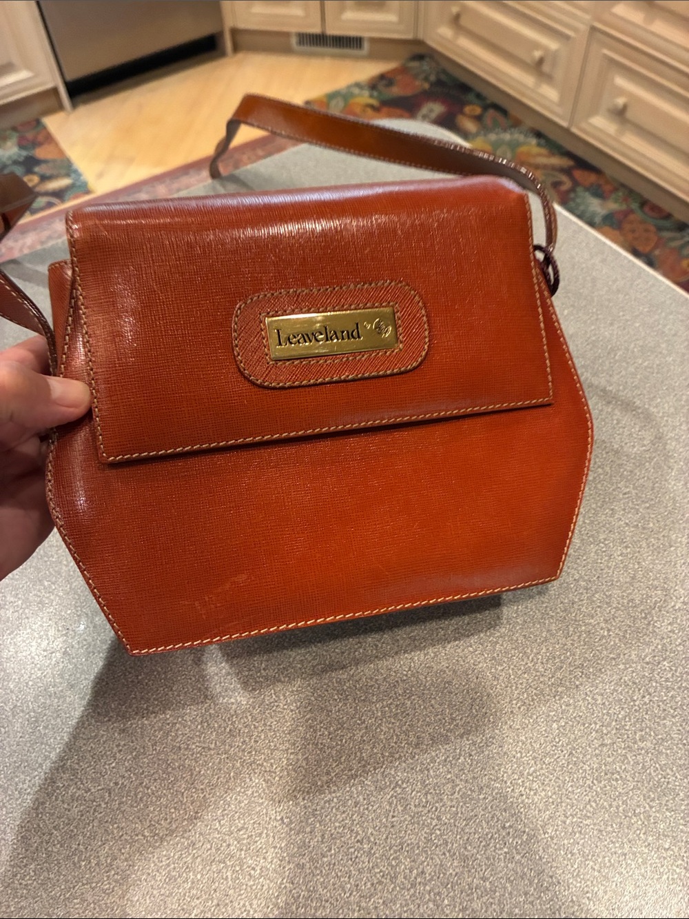 Leaveland Tan Leather Crossbody Bag